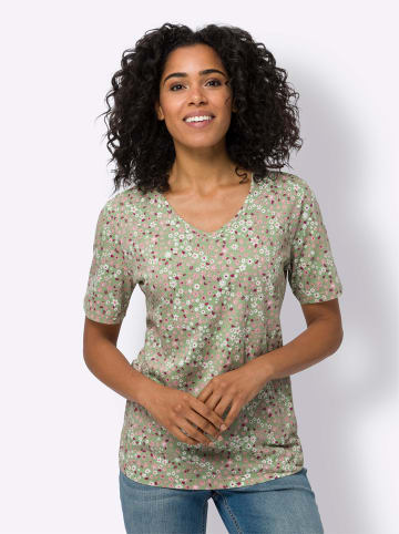 Sieh an! Kurzarmshirt in eucalyptus-rosenquarz-bedruckt