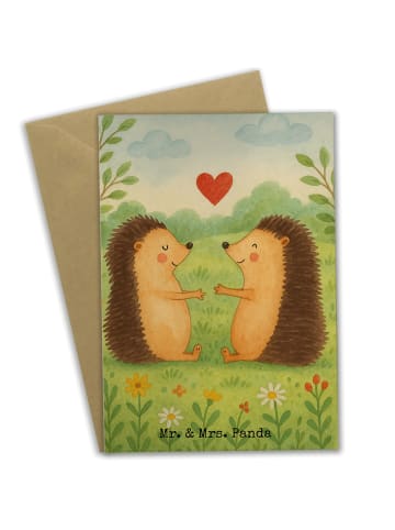 Mr. & Mrs. Panda Klappkarte Igel Liebe Design ohne Spruch in Weiß