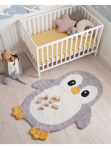 Beliani Kinderteppich WADDLES in Grau/Weiß/Gelb - (W) 100 x (L) 120 cm