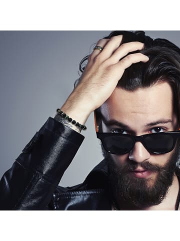 True Rebels True Rebels Edelsteinarmband für Herren, schwarz/grün, 20,5 cm, Artikelnummer 50060018 in schwarz