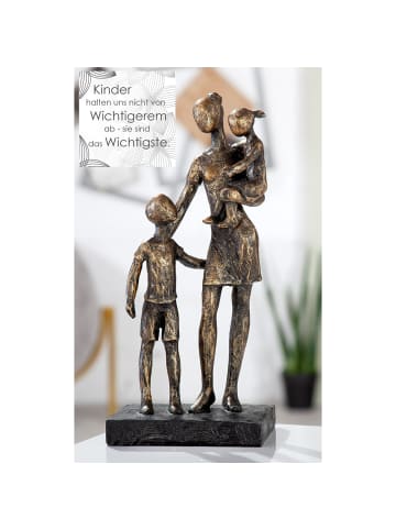 GILDE Skulptur "Mutter mit Kindern" in Bronze - H. 26,5 cm - B. 12 cm