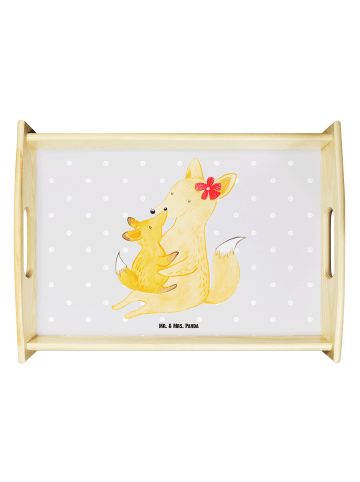Mr. & Mrs. Panda holz serviertablett Fuchs Mama ohne Spruch in Grau Pastell