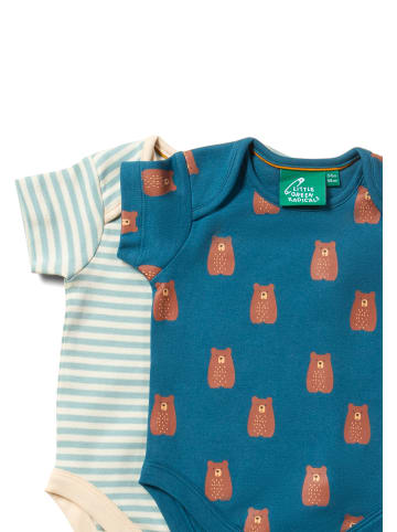 Little Green Radicals Bio-Baby-Bodysuit-Set 2er-Pack in Blau