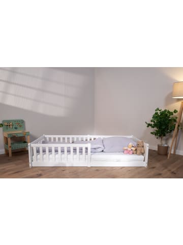 tiSsi tiSsi® Bodenbett / Hausbett ENNO 90x200 cm Buche weiß inkl. opt. Dach