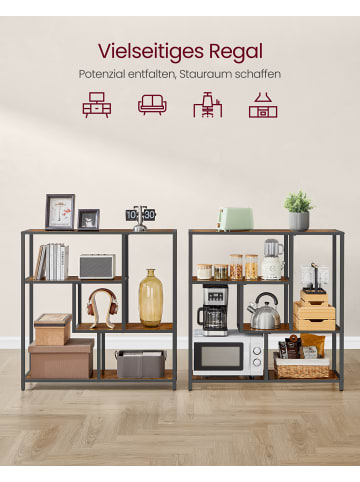 VASAGLE Bücherregal Barnet in Vintagebraun-Tintenschwarz - (B)100 x (H)103 x (T)30 cm