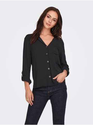 JACQUELINE de YONG Bluse mit Hemdkragen locker geschnitten langarm in Schwarz-2