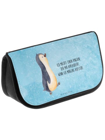 Mr. & Mrs. Panda Waschtasche Pinguin mHerzieren mit Spruch in Eisblau