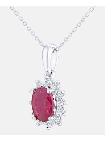 Diamant L'éternel Halskette mit Anhänger aus 375 Weißgold mit Diamant mit Rubin