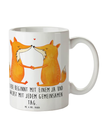 Mr. & Mrs. Panda Tasse Hochzeit Liebe mit Spruch in Weiß