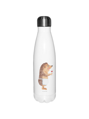 Mr. & Mrs. Panda Outdoorflasche Igel Wein ohne Spruch in Weiß