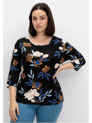 sheego 3/4-Arm-Shirt in blau gemustert