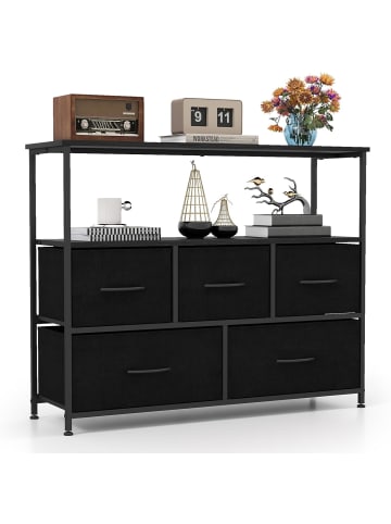 COSTWAY Kommode mit 5 Stoff Schubladen in Schwarz