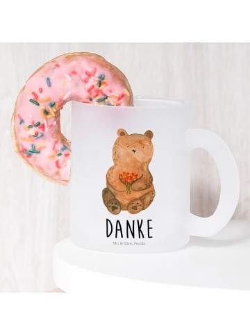 Mr. & Mrs. Panda Trinkglas Bär Dankbar mit Spruch in Transparent