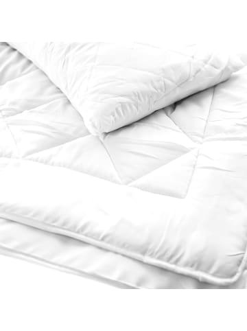 COFI 1453 Kopfkissen mit Füllung – gestepptes Design in Weiß in Weiß