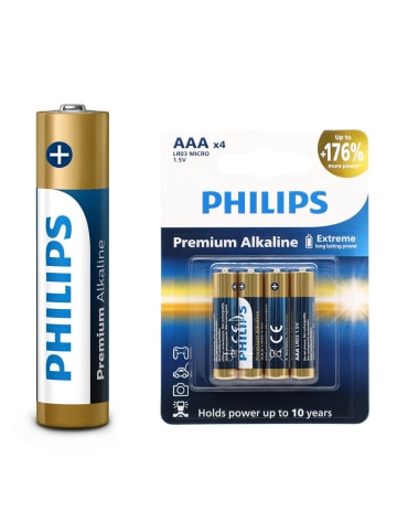 Philips Philips Batterie AAA LR03 LR3 Premium Alkaline 4 Stück Phil-LR03M4B/10
