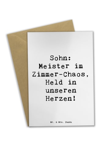 Mr. & Mrs. Panda Grußkarte Spruch Sohn Chaosheld mit Spruch in Weiß