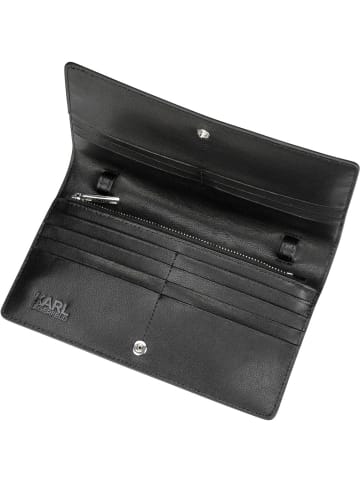 Karl Lagerfeld Abendtasche & Clutch K/Ikonik 2.0 Leather Flap Woc in Black
