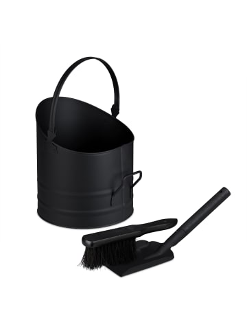 relaxdays Ascheeimer in Schwarz - 9,5 L