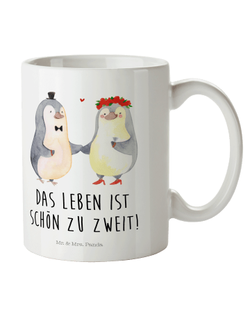 Mr. & Mrs. Panda Kindertasse Pinguin Heirat mit Spruch in Weiß