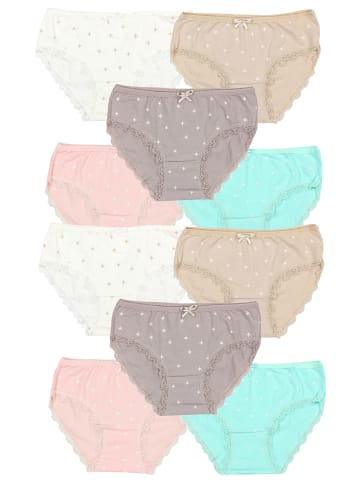 Mädchen Slips mit Aufdruck 10er Pack in beige