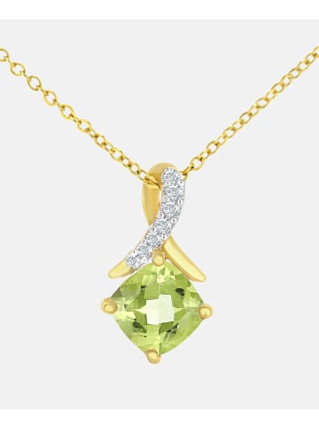 Diamant L'éternel Halskette mit Anhänger aus 375 Gelbgold mit Diamant mit Peridot