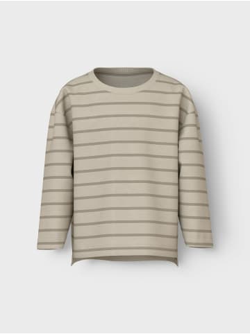 name it Gestreiftes Langarmshirt Rundhals Pullover Tiefe Schultern in Sand