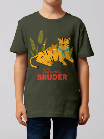 wat? Apparel T-Shirt Tiger Kleiner Bruder in Khaki