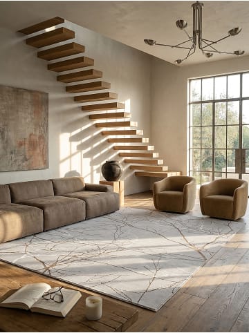 KADIMA DESIGN Teppich Kurzflor Abstrakt pflegeleicht Wohnzimmer Schlafzimmer Flur in Grau