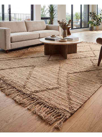 Geflochtener Teppich HANDERE in Beige - (W) 200 x (L) 300 cm