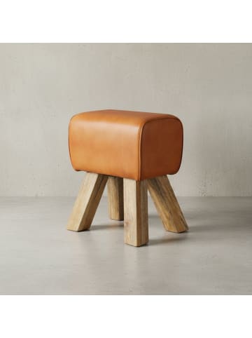 KADIMA DESIGN Retro Sitzhocker, Holzbeine, belastbar bis 120 kg, Landhaus-Optik