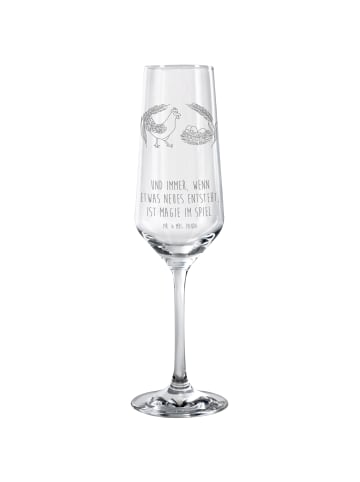 Mr. & Mrs. Panda Champagnerglas Huhn Stolz mit Spruch in Transparent