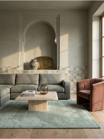 KADIMA DESIGN Hochflorteppich Antirutsch Uni ALDAN Polyester Grün 200 x 200 cm in Grün
