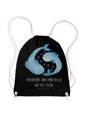 Mr. & Mrs. Panda Sportbeutel Sternzeichen Fische mit Spruch in Schwarz