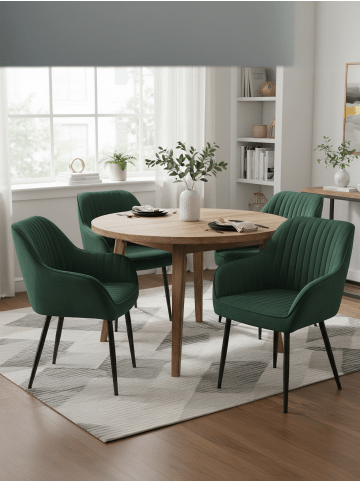 SONGMICS 4er-Set: Esszimmerstuhl in Grün-Schwarz - (B)62.5 x (H)85 x (T)60 cm