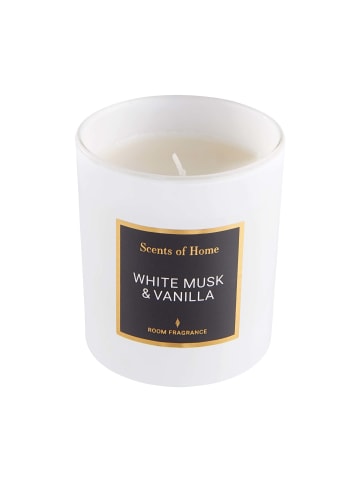 Butlers Duftkerze White Musk & Vanilla mit Sojawachs SCENTS OF HOME in Weiß-Gold