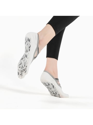 MUNADUNA Yoga-/Pilates-Zehensocken – zweifarbiges Doppel-X-Cross-Band in Weiß