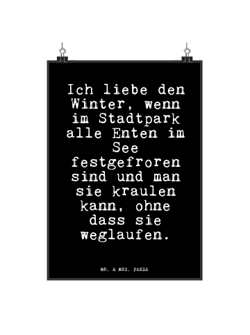 Mr. & Mrs. Panda Poster Ich liebe den Winter,... mit Spruch in Schwarz