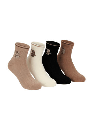 Yuhu Mädchen Baumwollsocken Hase 4er Pack Kindersocken in Mehrfarbig