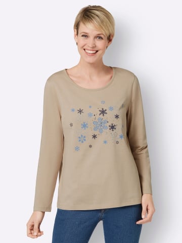 Sieh an! Langarmshirt in beige-himmelblau