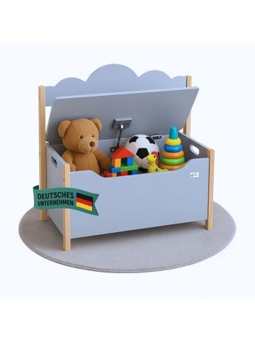 Coemo Spielzeugtruhe mit Bank TRUDI aus Holz in Grau