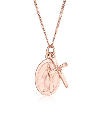 Elli Halskette 925 Sterling Silber Kreuz, Marienbild in Rosegold