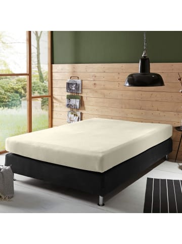 Erwin Müller Single-Jersey Boxspringbett-Spannbettlaken Freising in wollweiß