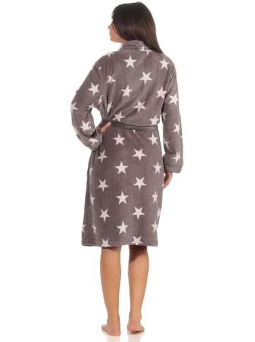 NORMANN Bademantel Sterne Morgenmantel Coralfleece - 51272 in grau
