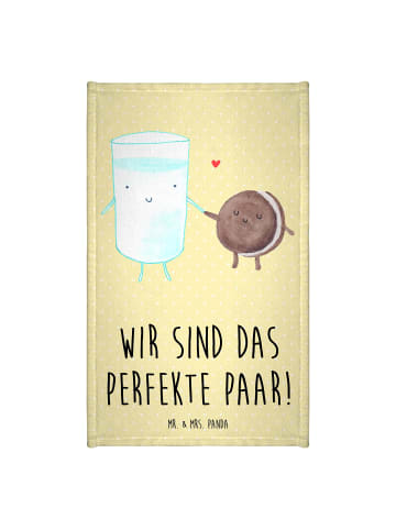 Mr. & Mrs. Panda Handtuch Milch Keks mit Spruch in Gelb Pastell