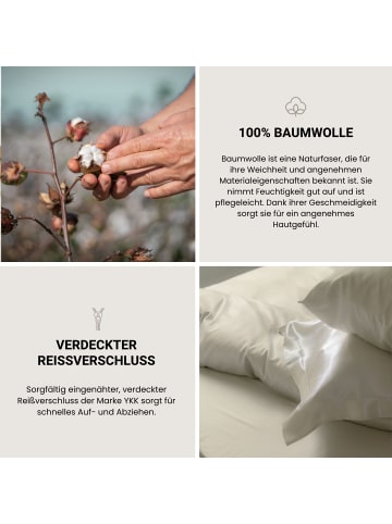 Schiesser Baumwollsatin-Kissenhüllen Ella in Creme