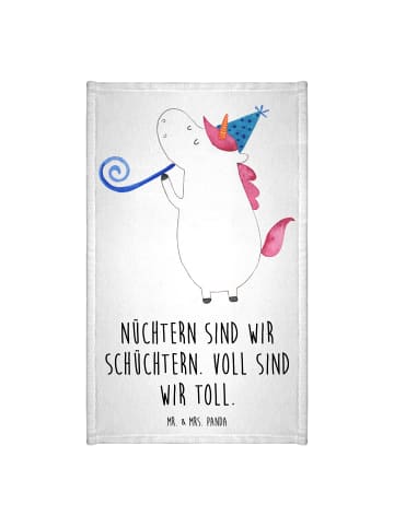 Mr. & Mrs. Panda Gästehandtuch Einhorn Party mit Spruch in Weiß