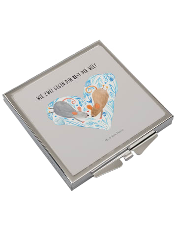 Mr. & Mrs. Panda Kleiner Spiegel Mäuse Herz mit Spruch in Grau Pastell