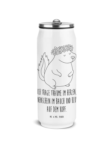 Mr. & Mrs. Panda Trinkflasche Stinktier  mit Spruch in Weiß