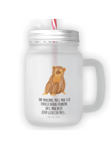 Mr. & Mrs. Panda Trinkglas Mason Jar Affe mit Spruch in Transparent