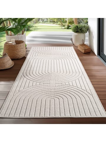 KADIMA DESIGN Teppich In-/Outdoor Kurzflor Skandi 3D-Design Polypropylen Balkon in Creme